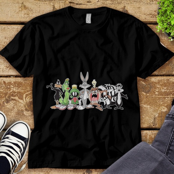 Looney Tunes Group Shot Line Up Funny T-Shirt Unisex Tee Adult T-shirt Kid Shirt - Picture 1 of 2